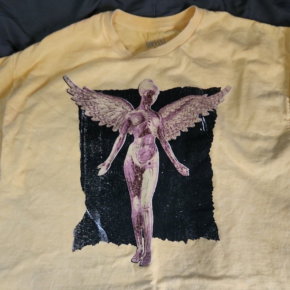 NIRVANA Yellow Tee with Purple Graphic